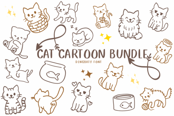 Cat Cartoon Bundle: A Dingbats Font for Whimsical Designs